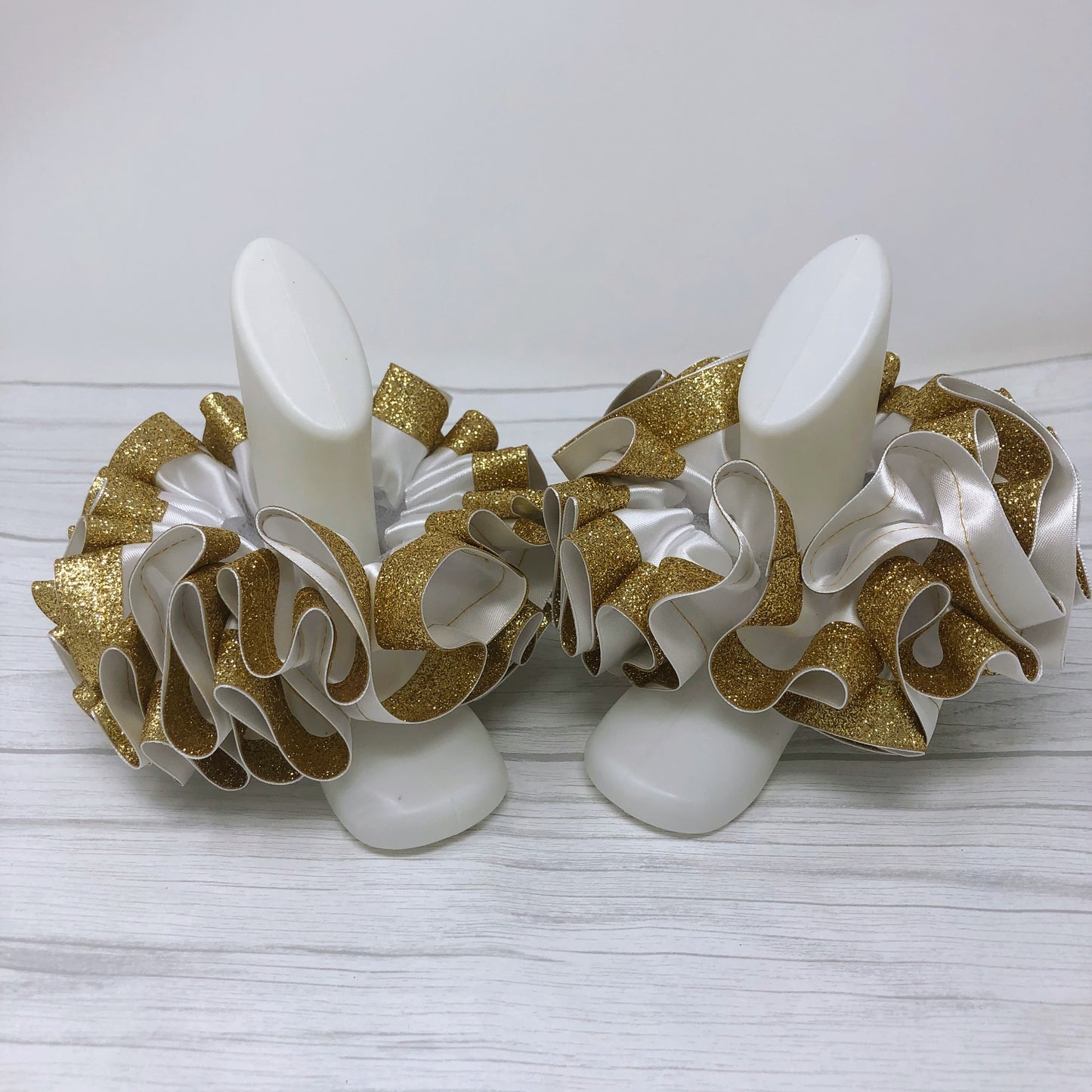 White & Gold Glitter Tutu Anklets