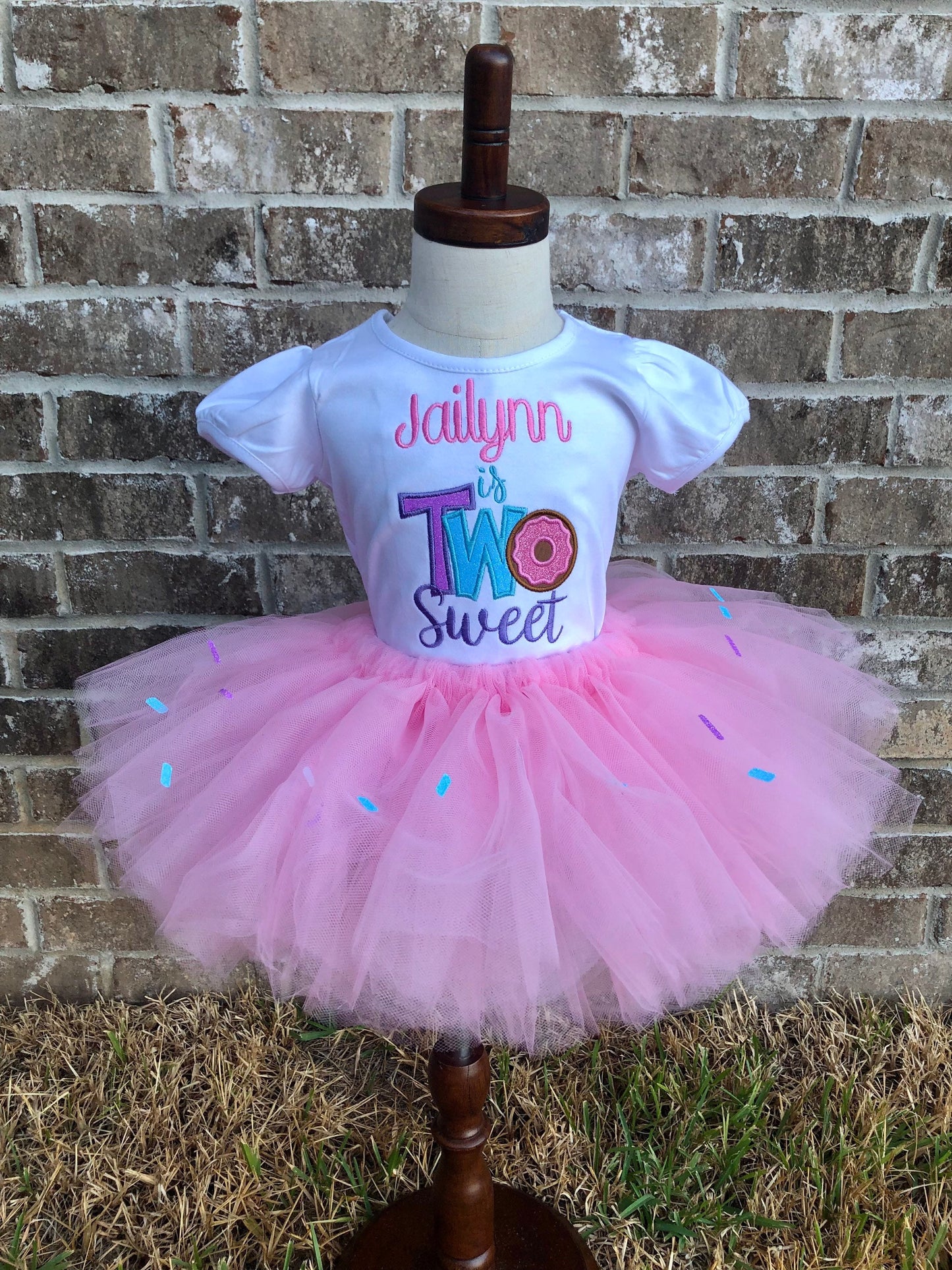 Two Sweet Embroidery Donut Tutu Set