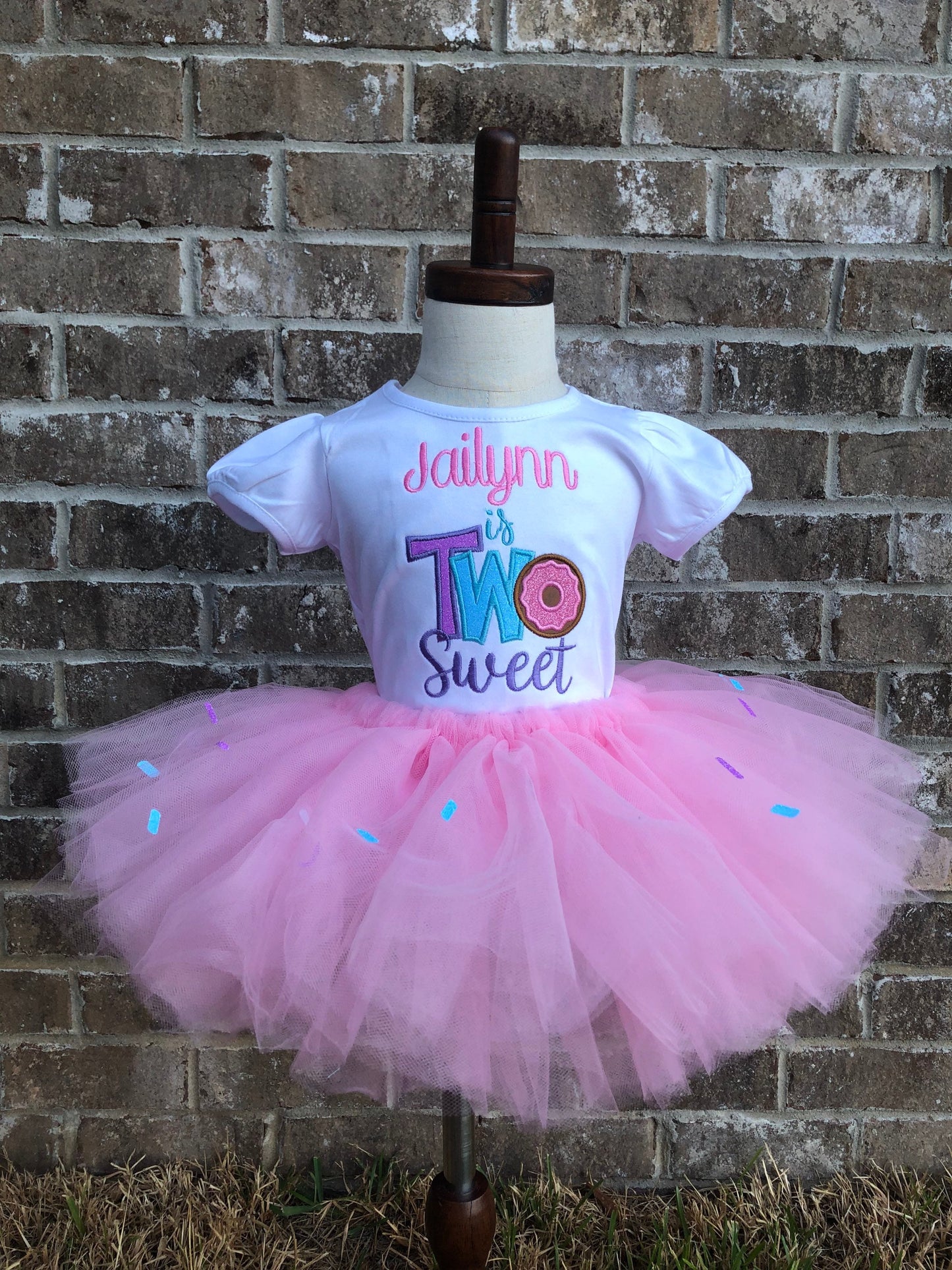 Two Sweet Embroidery Donut Tutu Set