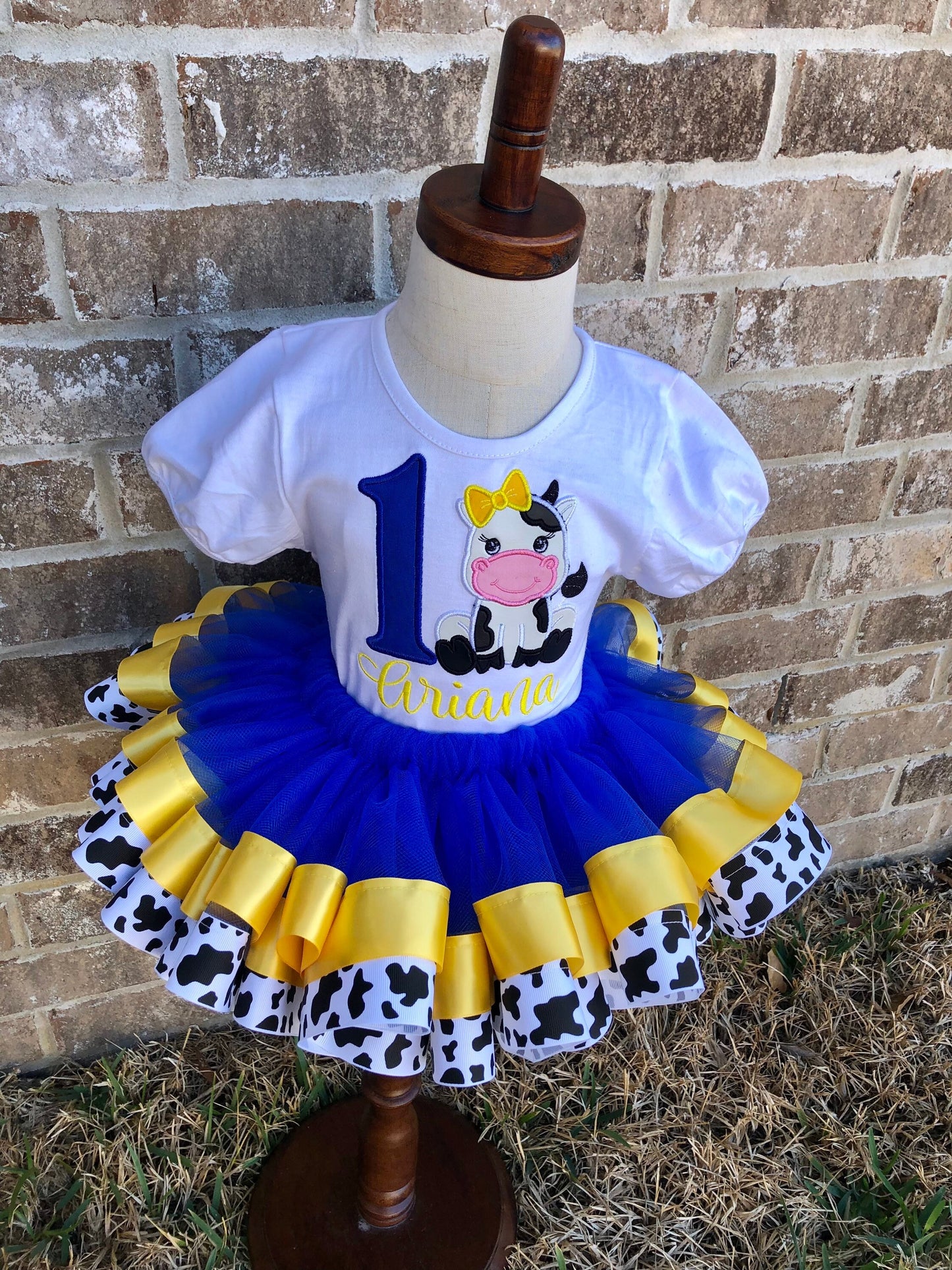 Blue Cow Tutu Set