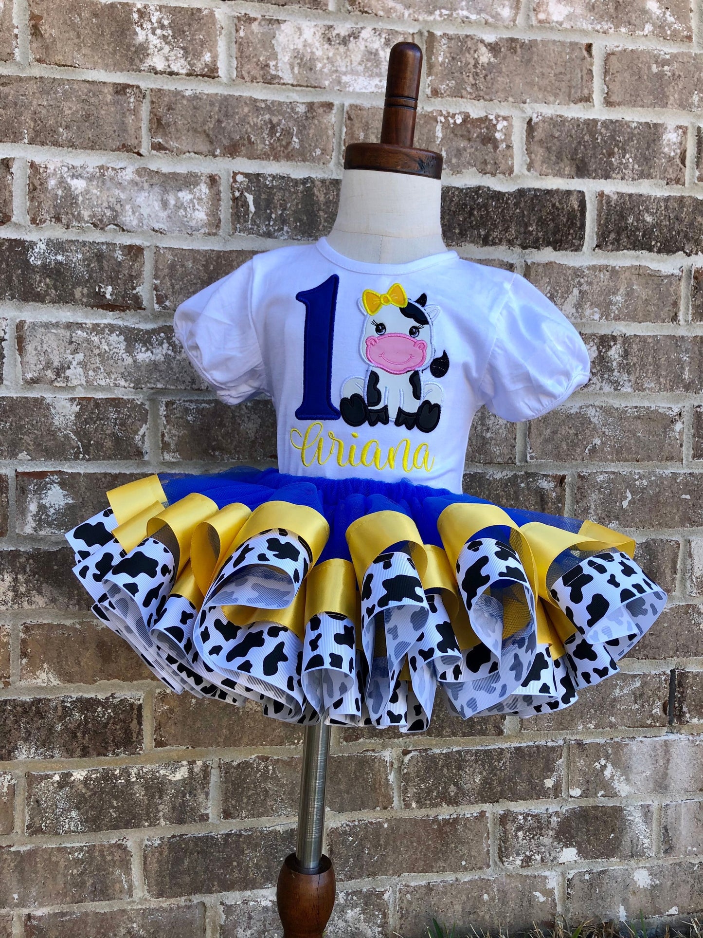 Blue Cow Tutu Set