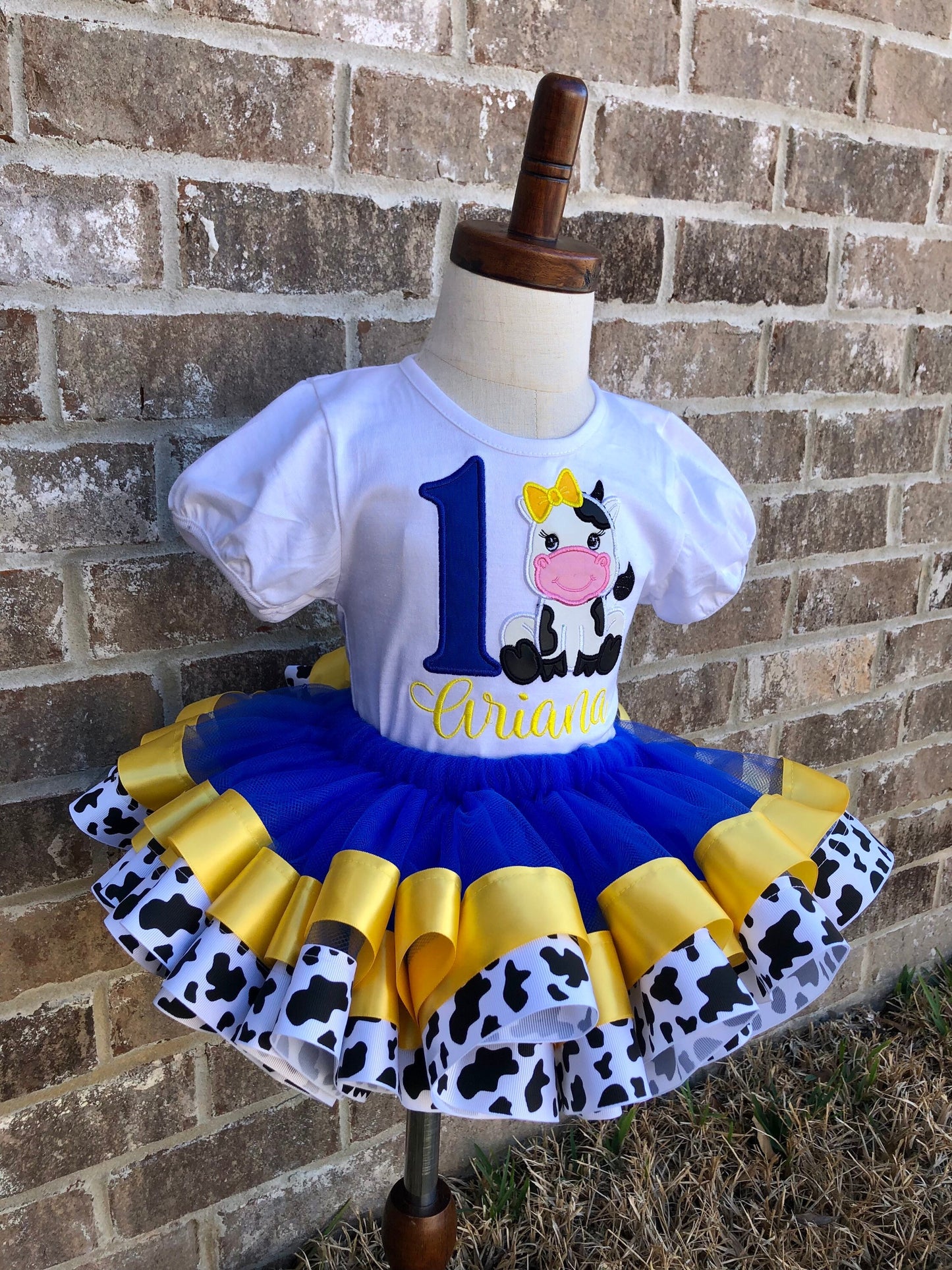 Blue Cow Tutu Set
