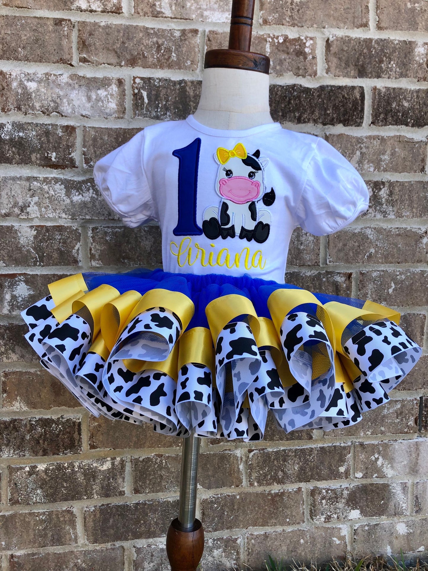 Blue Cow Tutu Set