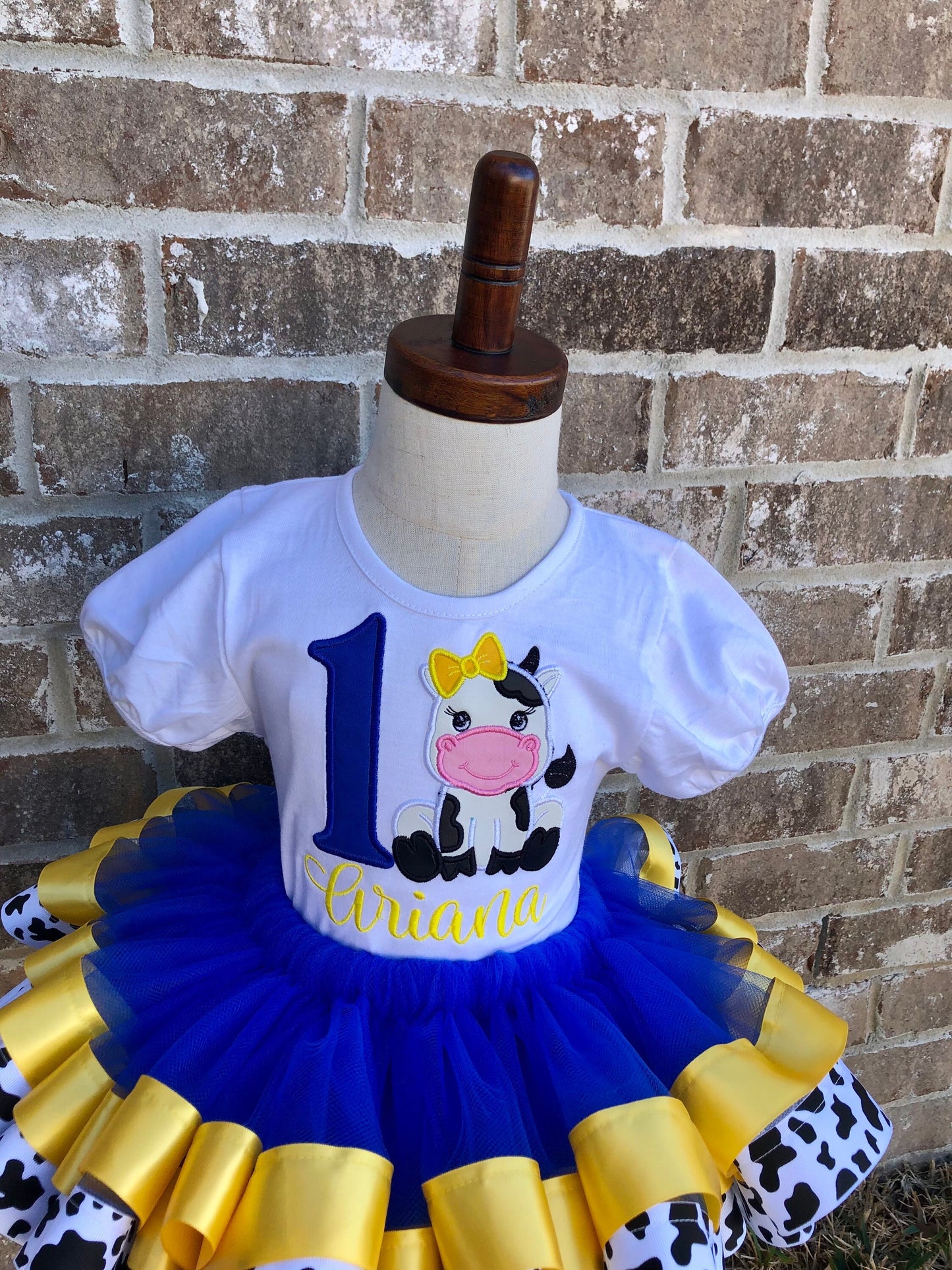 Blue Cow Tutu Set