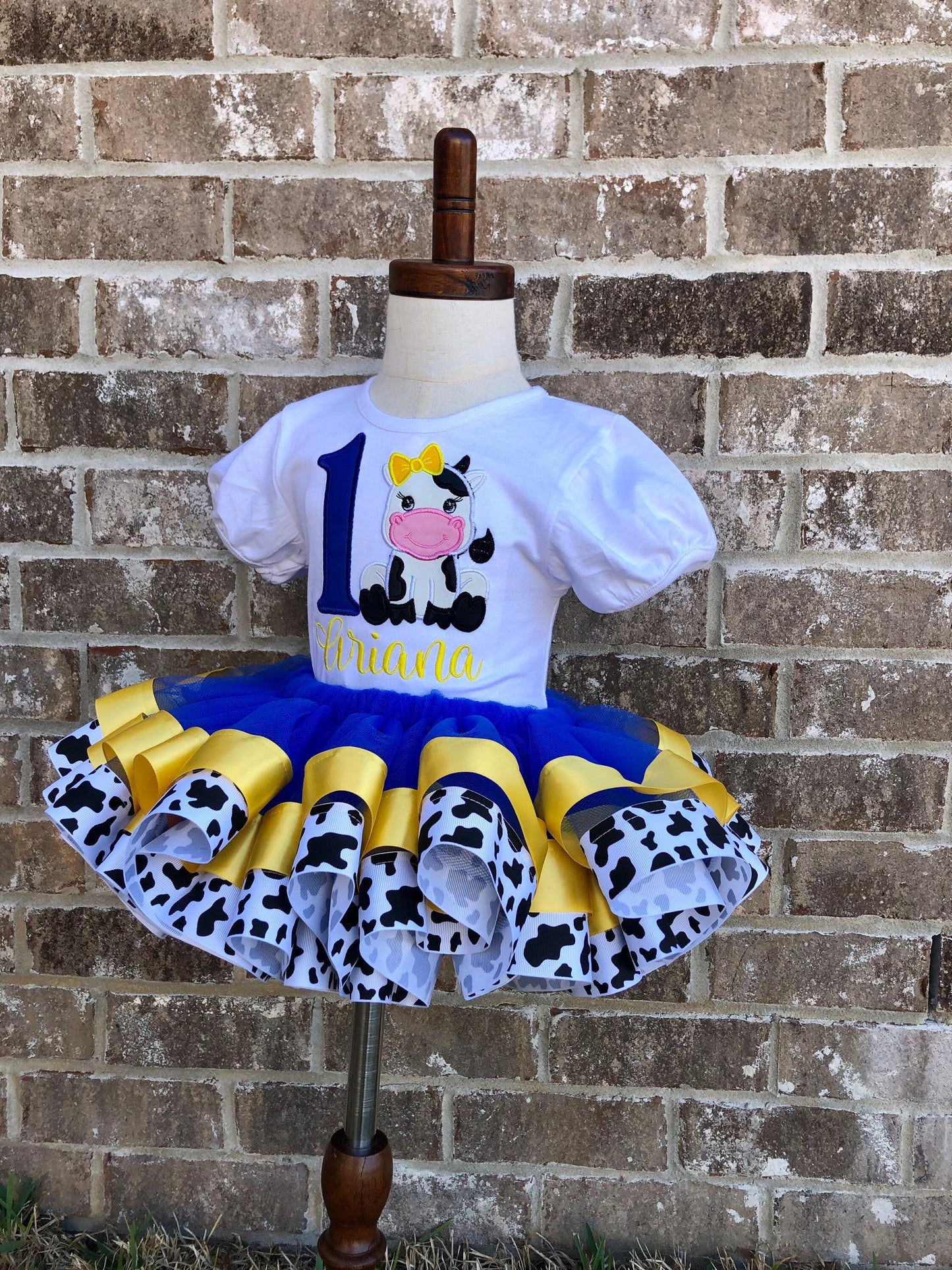 Blue Cow Tutu Set