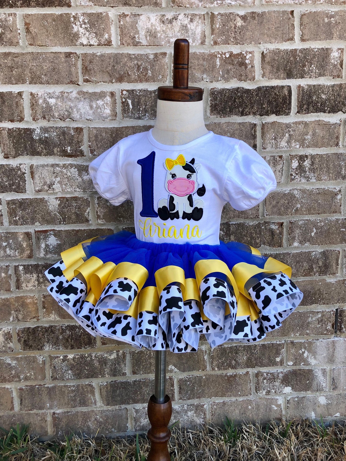 Blue Cow Tutu Set