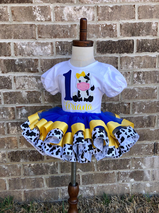 Blue Cow Tutu Set