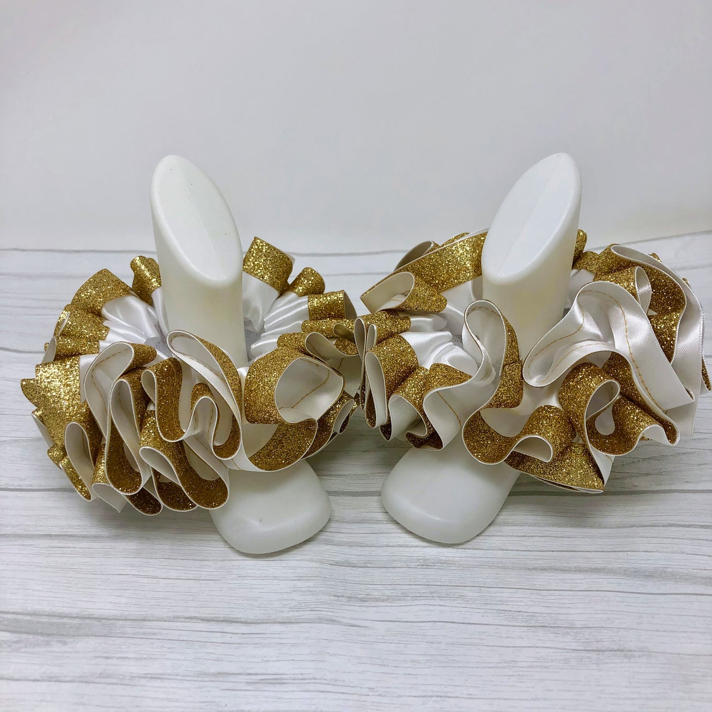 White & Gold Glitter Tutu Anklets