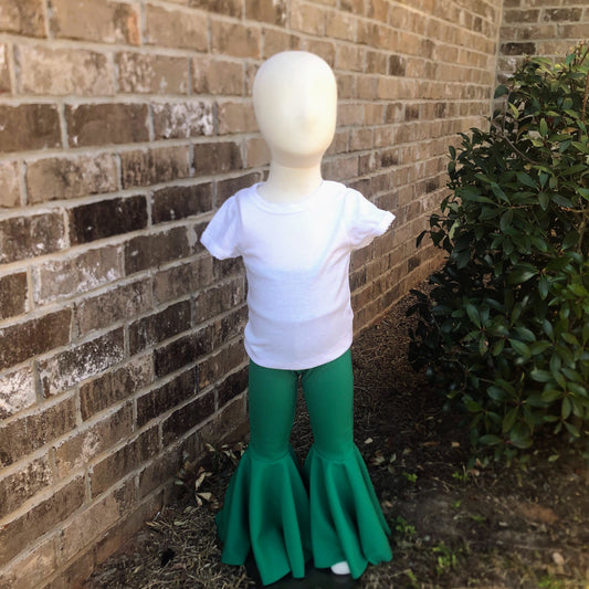 Girls Emerald Green Bell Bottom Pants | Boutique Toddler Flare Leggings